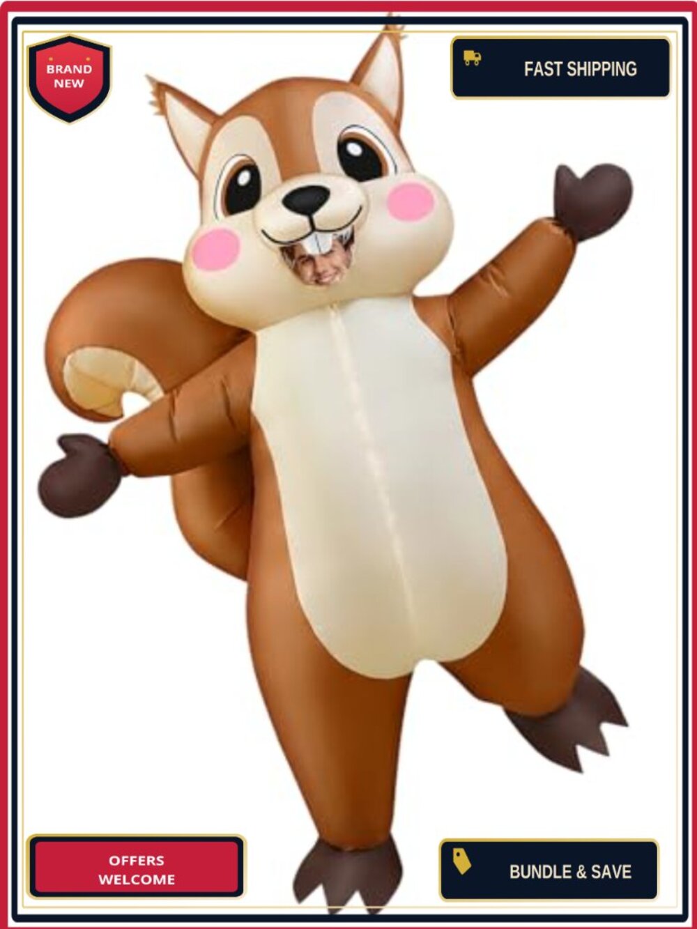 Adult Inflatable Squirrel Costume Full Body Halloween Party Blow Up Suit